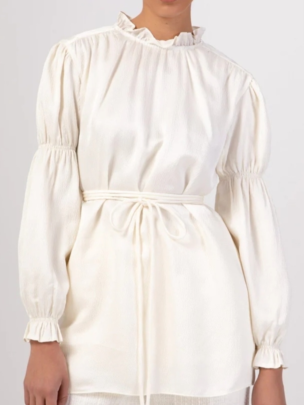 0Cinched Sleeve Blouse - Off White